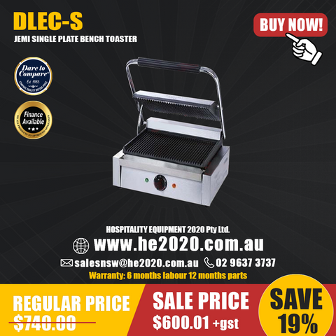 DLEC-S SINGLE PLATE BENCH TOASTER 410 × 305 × 210 MM